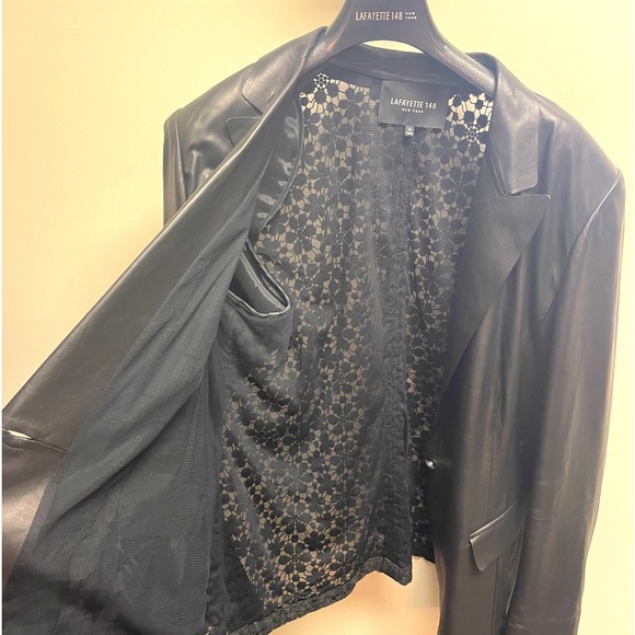 Lafayette New York 148 size 16 or Lace & Leather Jacket, lined. - Picture 6 of 6